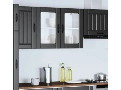 vidaXL Küchen-Hängeschrank mit Glastür Lucca Schwarz Holzwerkstoff 853848
