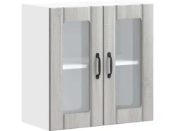 vidaXL Küchen-Hängeschrank mit Glastür Lucca Grau Sonoma Holzwerkstoff 853913