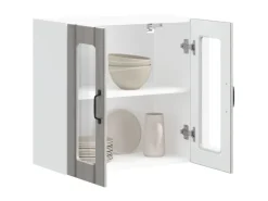 vidaXL Küchen-Hängeschrank mit Glastür Lucca Grau Sonoma Holzwerkstoff 853913