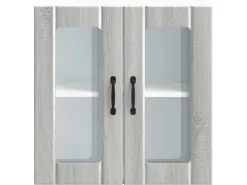 vidaXL Küchen-Hängeschrank mit Glastür Lucca Grau Sonoma Holzwerkstoff 853913