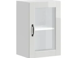 vidaXL Küchen-Hängeschrank mit Glastür Porto Hochglanz-Weiß 854009