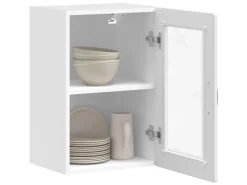 vidaXL Küchen-Hängeschrank mit Glastür Porto Hochglanz-Weiß 854009