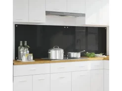 vidaXL Küchenrückwand 2 pcs Schwarz 100 x 60 cm Gehärtetes Glas 3415553