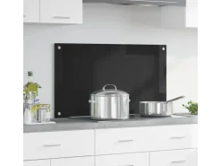 vidaXL Küchenrückwand Schwarz 90 x 50 cm Gehärtetes Glas 42018039