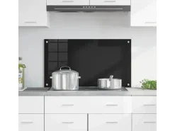 vidaXL Küchenrückwand Schwarz 90 x 50 cm Gehärtetes Glas 42018039