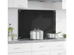 vidaXL Küchenrückwand Schwarz 90 x 60 cm Gehärtetes Glas 42018040