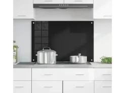 vidaXL Küchenrückwand Schwarz 90 x 60 cm Gehärtetes Glas 42018040