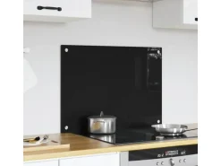 vidaXL Küchenrückwand Schwarz 70 x 50 cm Gehärtetes Glas 42018033