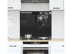 vidaXL Küchenrückwand Schwarz 70 x 60 cm Gehärtetes Glas 42018034