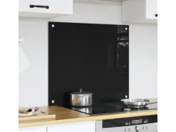 vidaXL Küchenrückwand Schwarz 70 x 60 cm Gehärtetes Glas 42018034