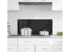 vidaXL Küchenrückwand Schwarz 90 x 40 cm Gehärtetes Glas 42018038