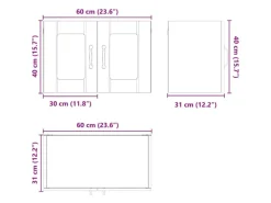 vidaXL Küchenschrank 2 Stk Schwarz 60 x 31 x 40 cm Holzwerkstoff 884968