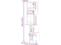 vidaXL Küchenschrank Räuchereiche 35x50x180 cm Holzwerkstoff