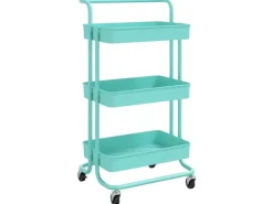 vidaXL Küchenwagen 3 Etagen Türkis 42x35x85 cm Eisen und ABS