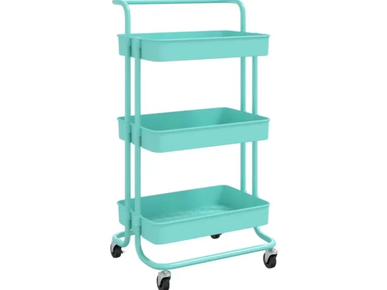 vidaXL Küchenwagen 3 Etagen Türkis 42x35x85 cm Eisen und ABS