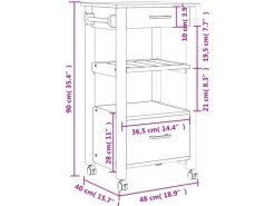 vidaXL Küchenwagen MONZA 48x40x90 cm Massivholz Kiefer Modell 4