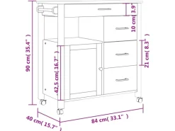 vidaXL Küchenwagen MONZA 84x40x90 cm Massivholz Kiefer Modell 14
