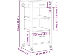 vidaXL Küchenwagen MONZA 48x40x90 cm Massivholz Kiefer Modell 11