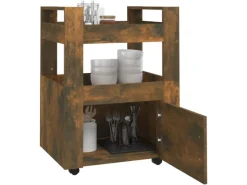 vidaXL Küchenwagen Räuchereiche 60x45x80 cm Holzwerkstoff