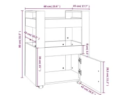 vidaXL Küchenwagen Räuchereiche 60x45x80 cm Holzwerkstoff