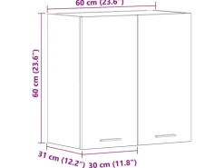 vidaXL Küchenwandschrank Betongrau 60x31x60 cm Holzwerkstoff 861228