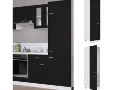 vidaXL Kühlumbauschrank Schwarz 60x57x207 cm Holzwerkstoff