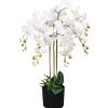 vidaXL Künstliche Orchidee mit Topf 75 cm Weiß