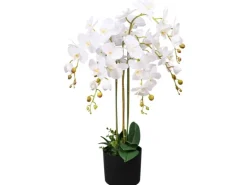 vidaXL Künstliche Orchidee mit Topf 75 cm Weiß