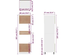 vidaXL Mikrowellenumbauschrank Braun Eichen-Optik 60x57x207 cm