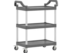 vidaXL Rollwagen mit 3 Etagen Grau 81x41x92 cm Aluminium