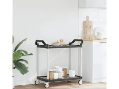 vidaXL Rollwagen mit 2 Etagen Schwarz 99x50x97 cm Aluminium