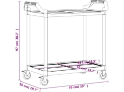 vidaXL Rollwagen mit 2 Etagen Schwarz 99x50x97 cm Aluminium