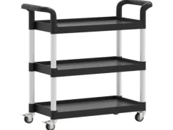 vidaXL Rollwagen mit 3 Etagen Schwarz 77x34x72 cm Aluminium