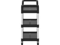 vidaXL Rollwagen mit 3 Etagen Schwarz 77x34x72 cm Aluminium