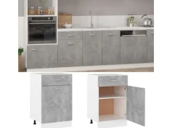 vidaXL Schubunterschrank Betongrau 50x46x81,5 cm Holzwerkstoff