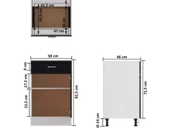 vidaXL Schubunterschrank Schwarz 50x46x81,5 cm Holzwerkstoff