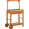 vidaXL Servierwagen Akazienolz Massiv 92 x 43,5 x 141,5 cm
