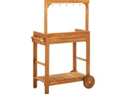 vidaXL Servierwagen Akazienolz Massiv 92 x 43,5 x 141,5 cm