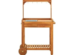 vidaXL Servierwagen Akazienolz Massiv 92 x 43,5 x 141,5 cm