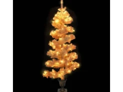 vidaXL Spiral-Weihnachtsbaum mit Topf und LEDs Weiß 120 cm PVC
