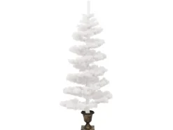 vidaXL Spiral-Weihnachtsbaum mit Topf und LEDs Weiß 120 cm PVC