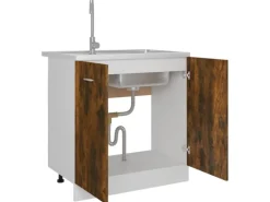 vidaXL Spülenunterschrank Räuchereiche 80x46x81,5 cm Holzwerkstoff