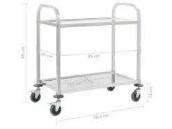 vidaXL 2-Stufiger Servierwagen 96,5 x 55 x 90 cm Edelstahl