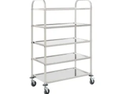 vidaXL 5-Stufiger Servierwagen 107 x 55 x 147 cm Edelstahl