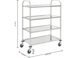 vidaXL 4-Stufiger Servierwagen 107 x 55 x 125 cm Edelstahl