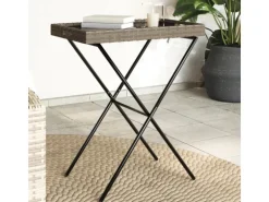 vidaXL Tabletttisch Klappbar Grau 65x40x75 cm Poly Rattan 365129