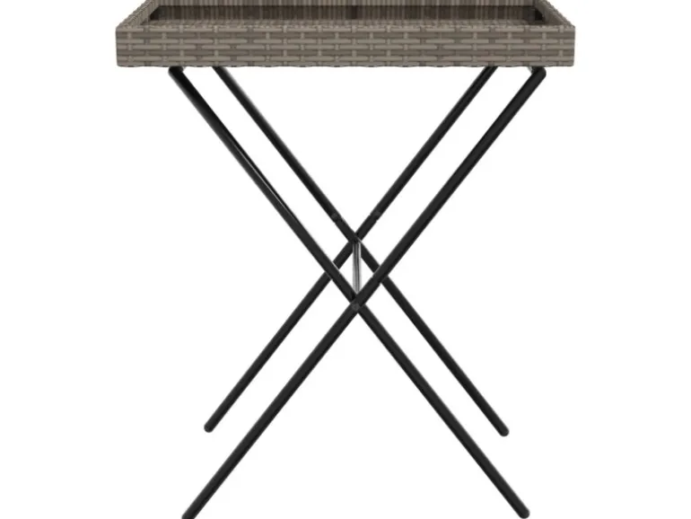 vidaXL Tabletttisch Klappbar Grau 65x40x75 cm Poly Rattan 365129