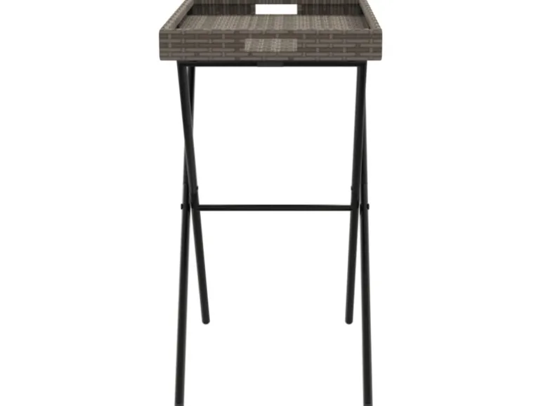 vidaXL Tabletttisch Klappbar Grau 65x40x75 cm Poly Rattan 365129