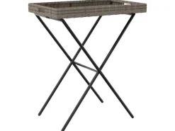 vidaXL Tabletttisch Klappbar Grau 65x40x75 cm Poly Rattan 365129
