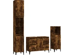 vidaXL 3-tlg. Badmöbel-Set Räuchereiche Holzwerkstoff Modell 9